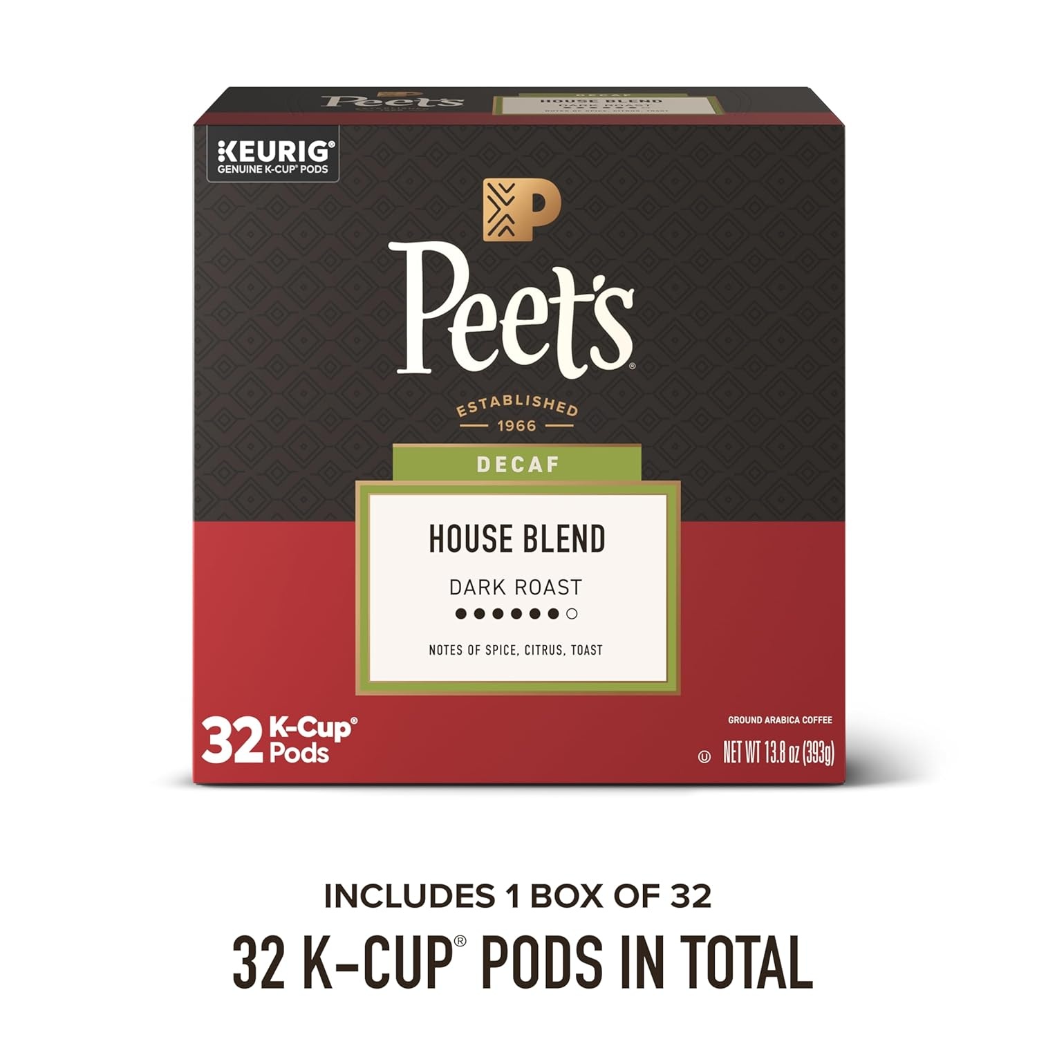 image:imagePeets Coffee Dark Roast Decaf Keurig KCup Pods Decaffeinated Arabica Coffee Decaf House Blend 60 Count 6 Boxes of 10 KCup PodsDecaf House Blend