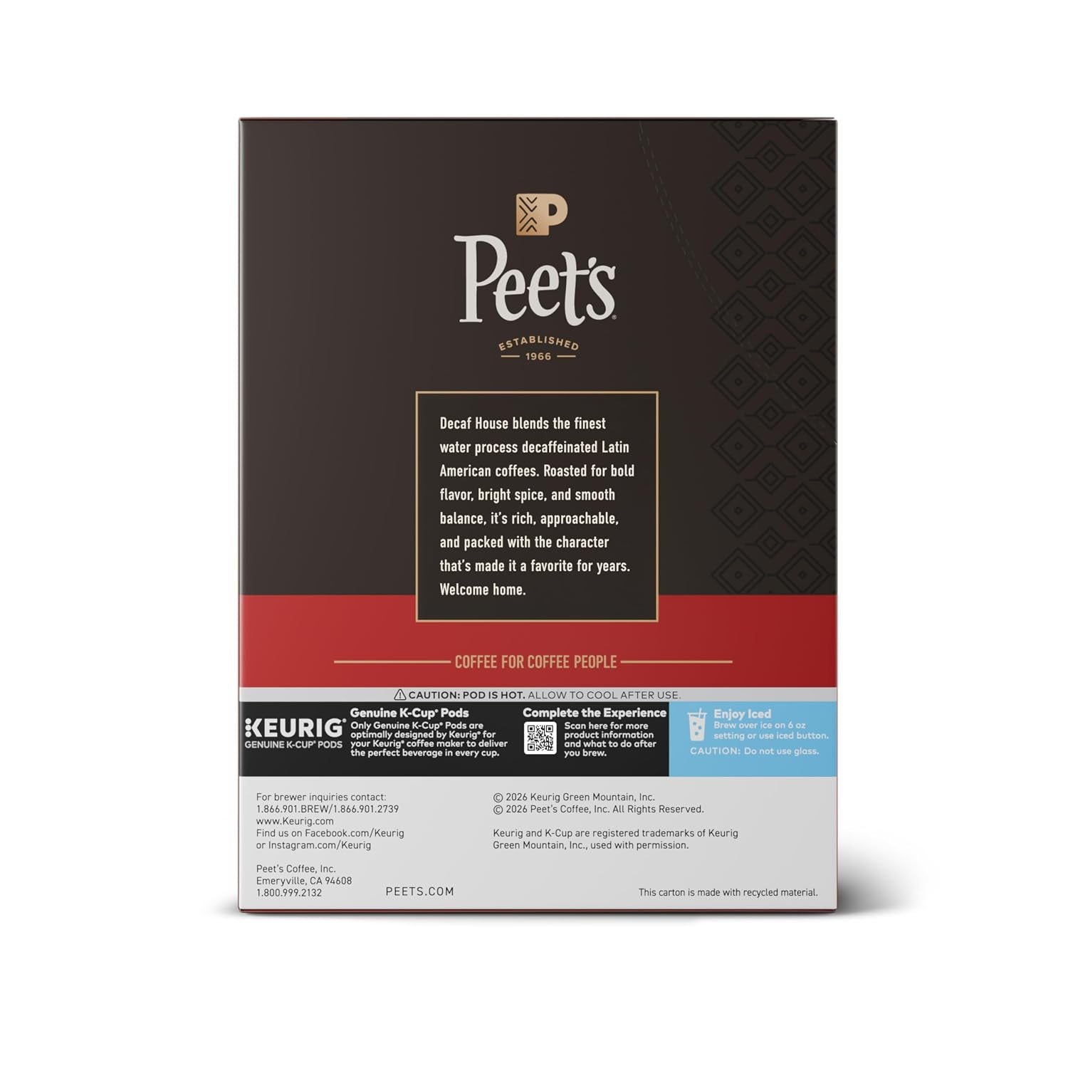 image:imagePeets Coffee Dark Roast Decaf Keurig KCup Pods Decaffeinated Arabica Coffee Decaf House Blend 60 Count 6 Boxes of 10 KCup PodsDecaf House Blend