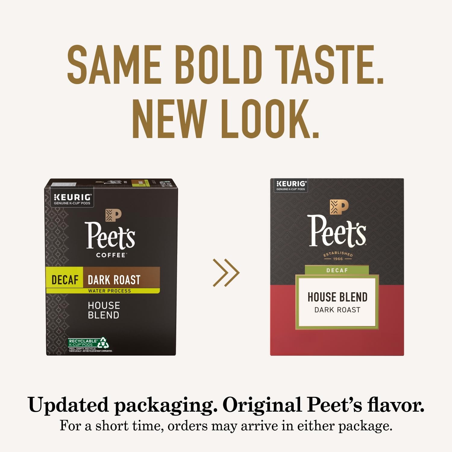 image:imagePeets Coffee Dark Roast Decaf Keurig KCup Pods Decaffeinated Arabica Coffee Decaf House Blend 60 Count 6 Boxes of 10 KCup PodsDecaf House Blend