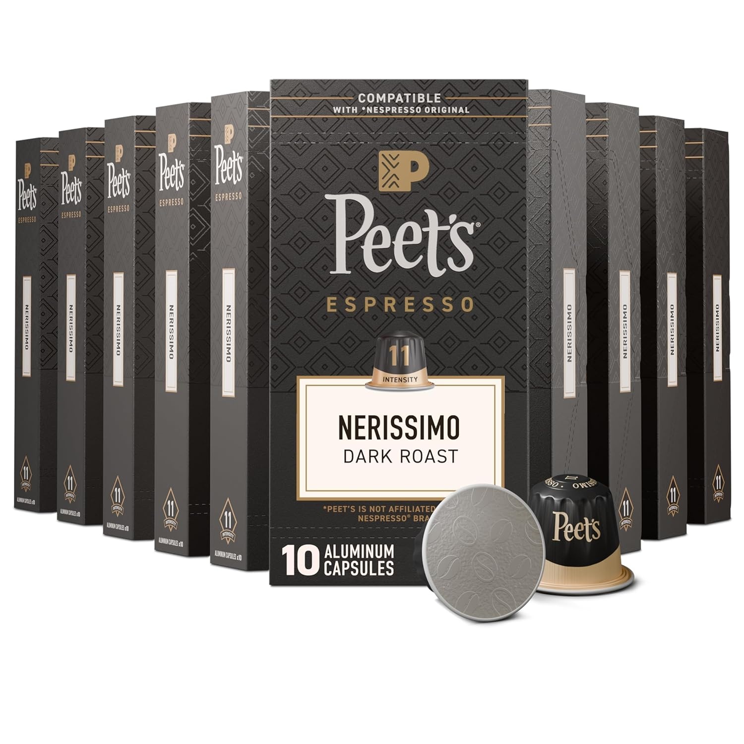 image:imagePeets Coffee Dark Roast Espresso Capsules Compatible with Nespresso Original Machine 100 Arabica Coffee Ristretto Intensity 10 50 Count 5 Boxes of 10 Espresso CapsulesNerissimo