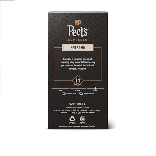 image:imagePeets Coffee Dark Roast Espresso Capsules Compatible with Nespresso Original Machine 100 Arabica Coffee Ristretto Intensity 10 50 Count 5 Boxes of 10 Espresso CapsulesNerissimo Intensity 11
