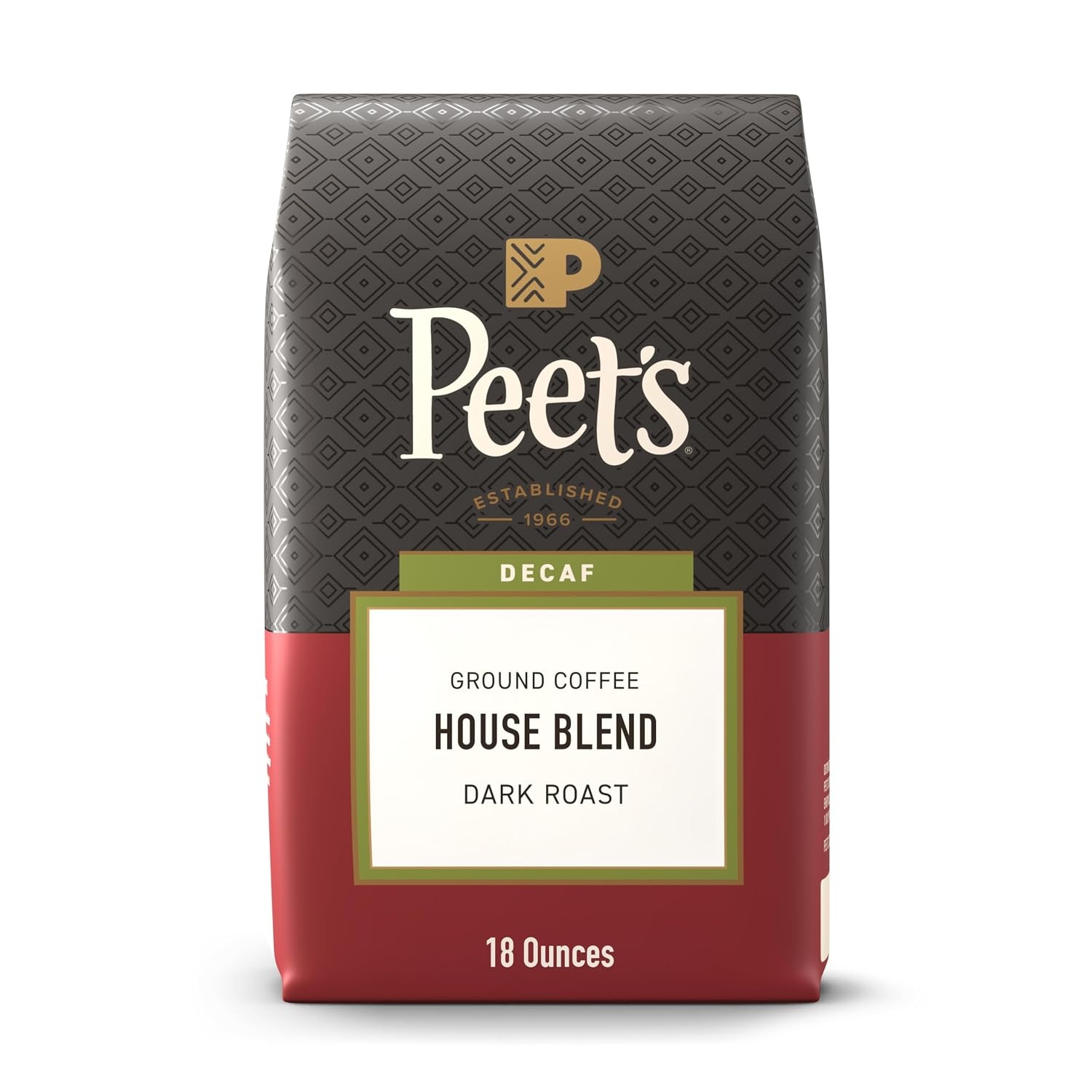 image:imagePeets Coffee Dark Roast Ground Coffee Decaffeinated Arabica Coffee Decaf Major Dickasons Blend 105 Ounce BagDecaf House Blend