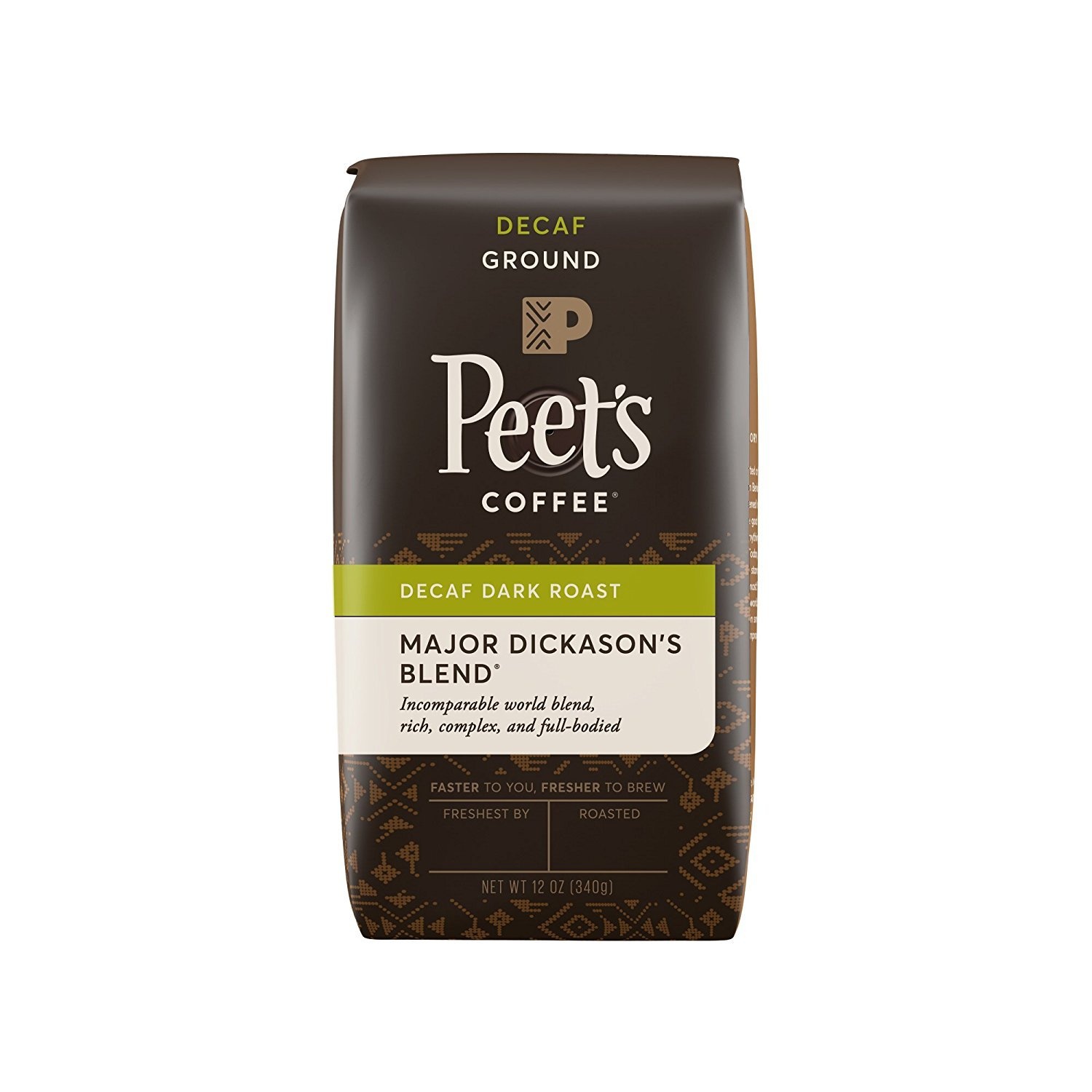 image:imagePeets Coffee Dark Roast Ground Coffee Decaffeinated Arabica Coffee Decaf Major Dickasons Blend 105 Ounce BagDecaf Major Dickasons Blend