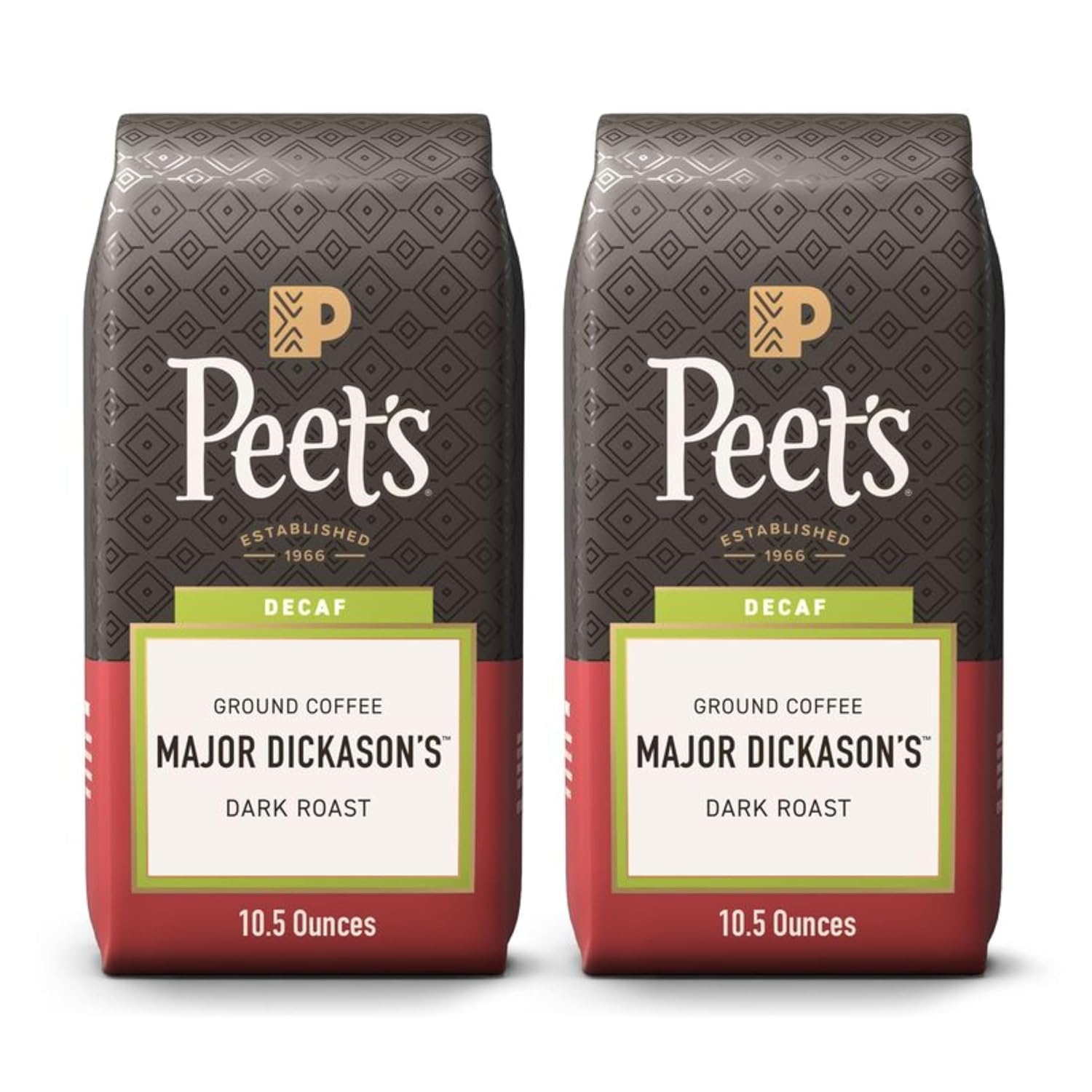 image:imagePeets Coffee Dark Roast Ground Coffee Decaffeinated Arabica Coffee Decaf Major Dickasons Blend 105 Ounce BagDecaf Major Dickasons Blend