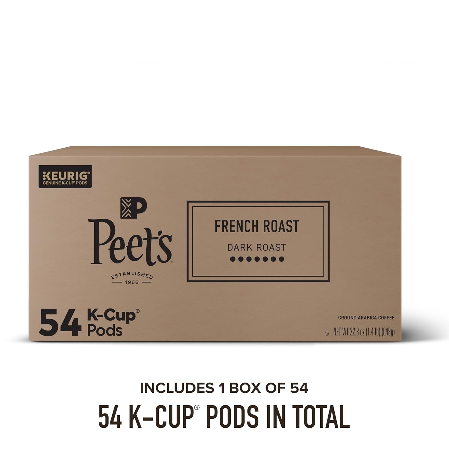 image:imagePeets Coffee Dark Roast Keurig KCup Pods 100 Arabica Coffee French Roast 88 Count 4 Boxes of 22 PodsFrench Roast