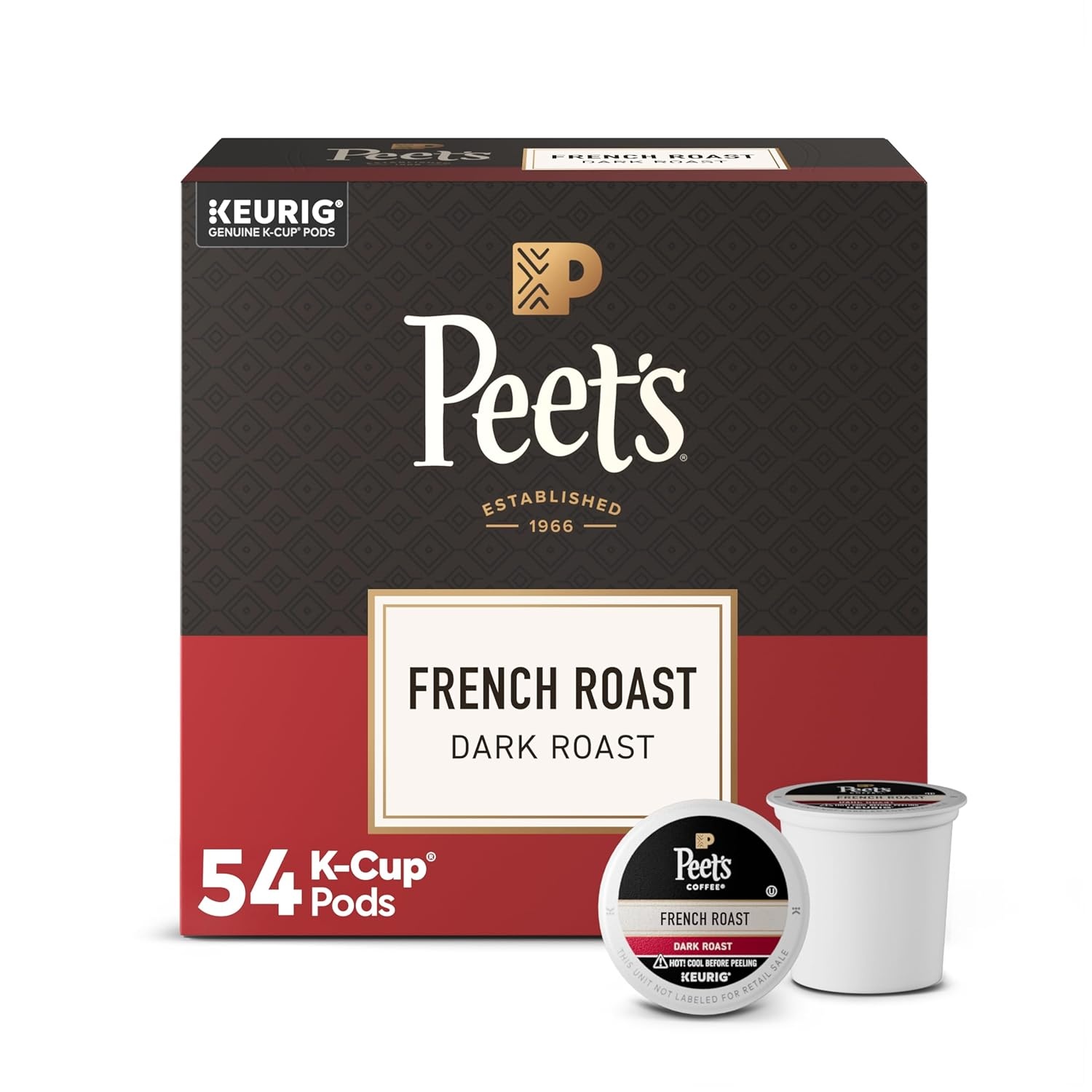 image:imagePeets Coffee Dark Roast Keurig KCup Pods 100 Arabica Coffee French Roast 88 Count 4 Boxes of 22 PodsFrench Roast
