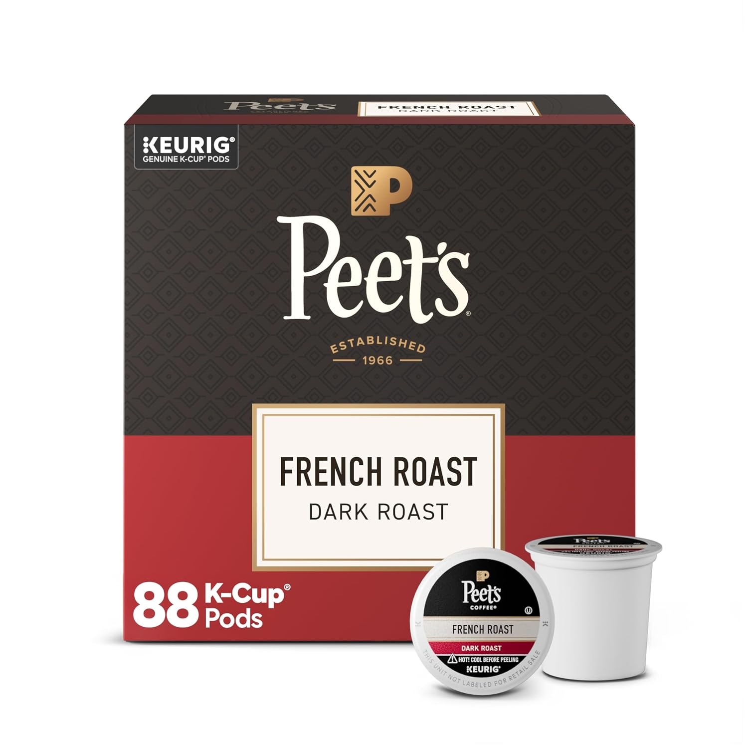 image:imagePeets Coffee Dark Roast Keurig KCup Pods 100 Arabica Coffee French Roast 88 Count 4 Boxes of 22 PodsFrench Roast
