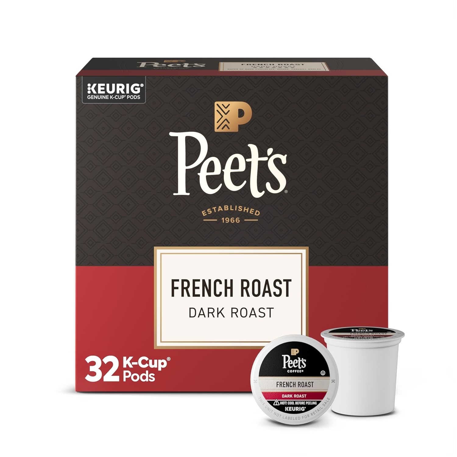 image:imagePeets Coffee Dark Roast Keurig KCup Pods 100 Arabica Coffee French Roast 88 Count 4 Boxes of 22 PodsFrench Roast