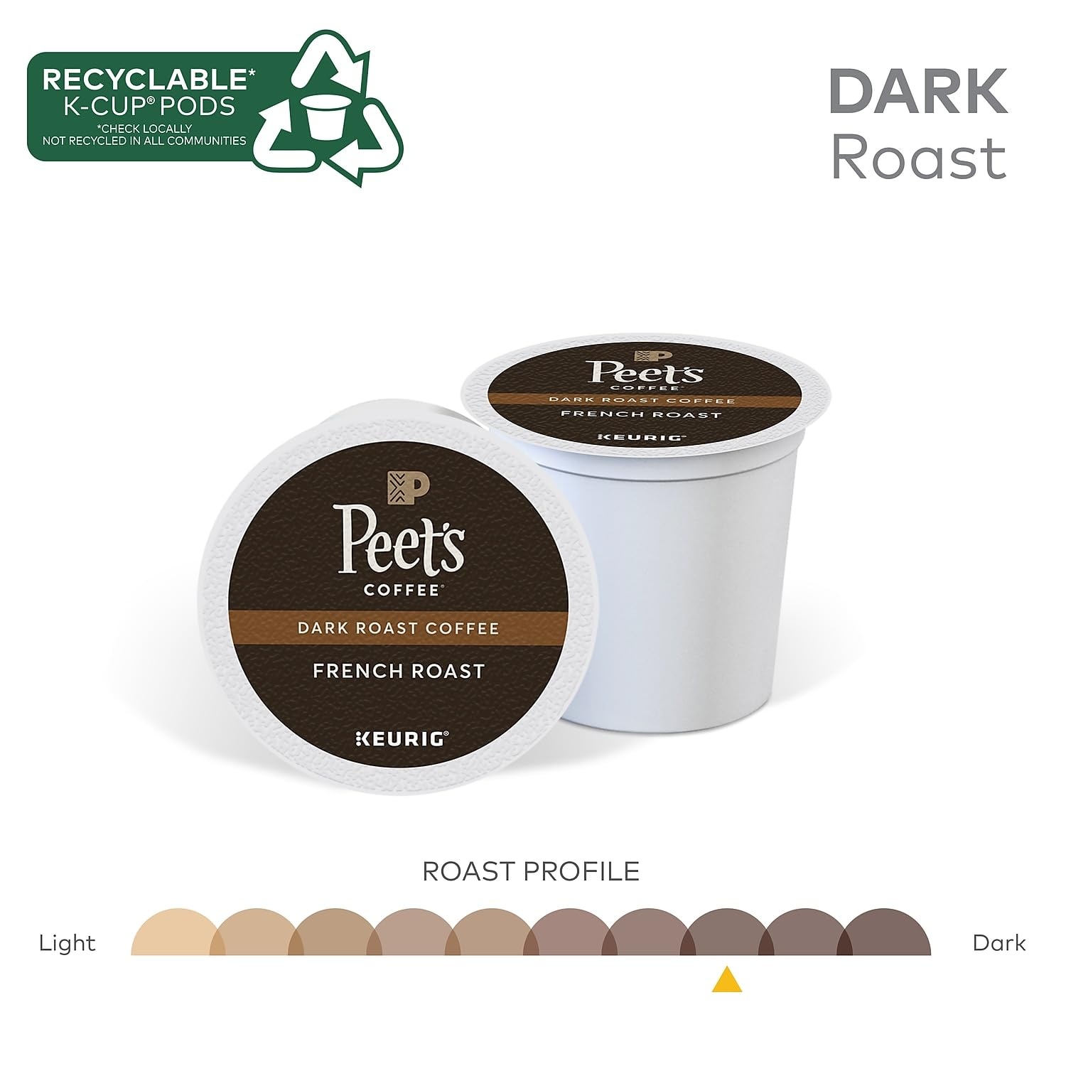 image:imagePeets Coffee Dark Roast Keurig KCup Pods 100 Arabica Coffee French Roast 88 Count 4 Boxes of 22 PodsFrench Roast