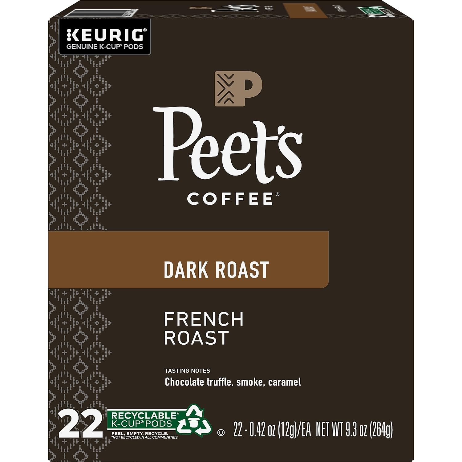 image:imagePeets Coffee Dark Roast Keurig KCup Pods 100 Arabica Coffee French Roast 88 Count 4 Boxes of 22 PodsFrench Roast