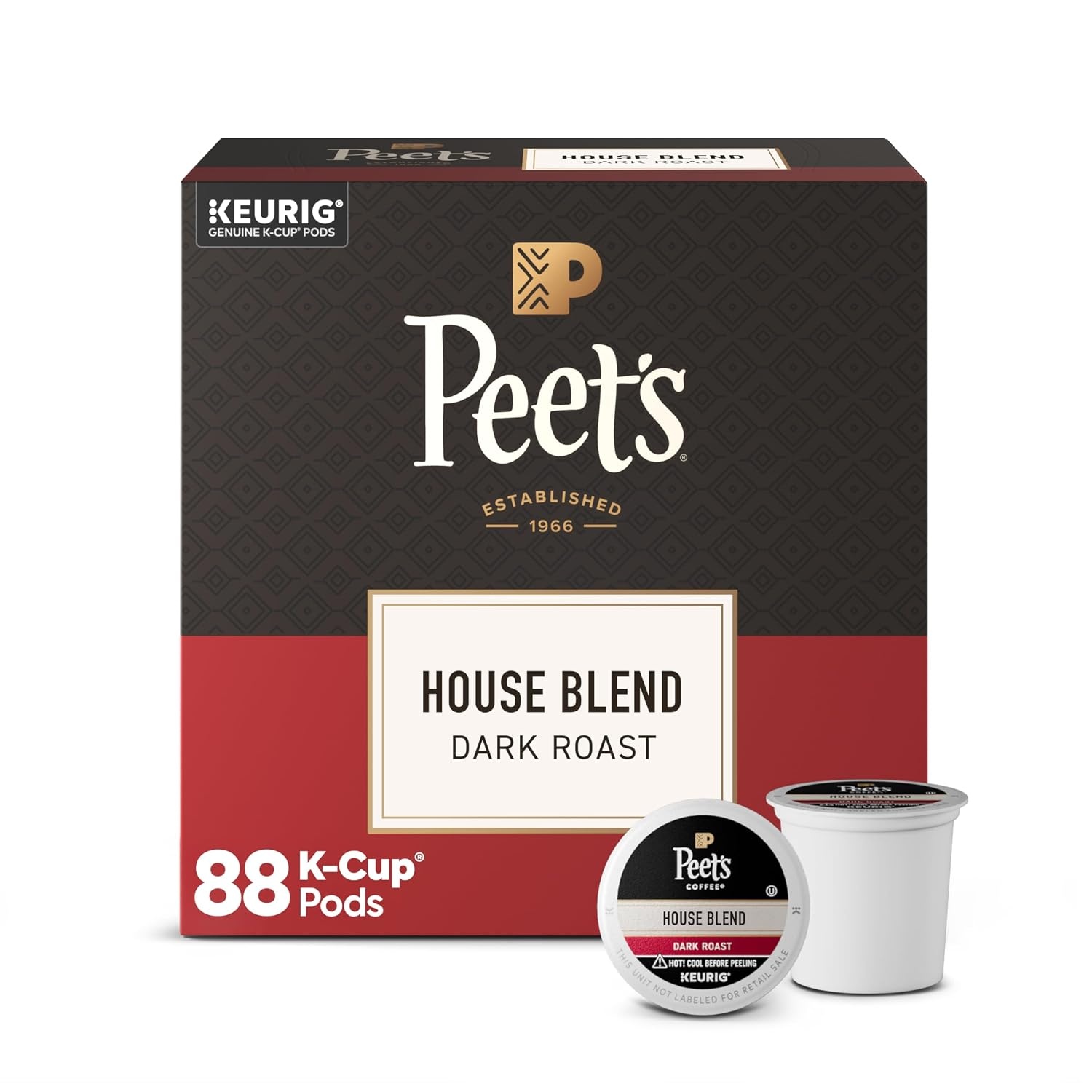 image:imagePeets Coffee Dark Roast Keurig KCup Pods 100 Arabica Coffee French Roast 88 Count 4 Boxes of 22 PodsHouse Blend