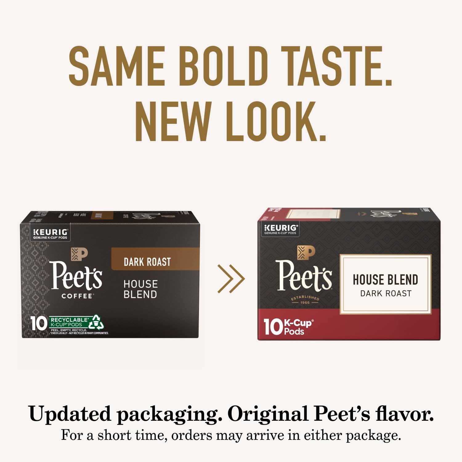 image:imagePeets Coffee Dark Roast Keurig KCup Pods 100 Arabica Coffee French Roast 88 Count 4 Boxes of 22 PodsHouse Blend