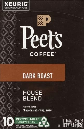 image:imagePeets Coffee Dark Roast Keurig KCup Pods 100 Arabica Coffee French Roast 88 Count 4 Boxes of 22 PodsHouse Blend