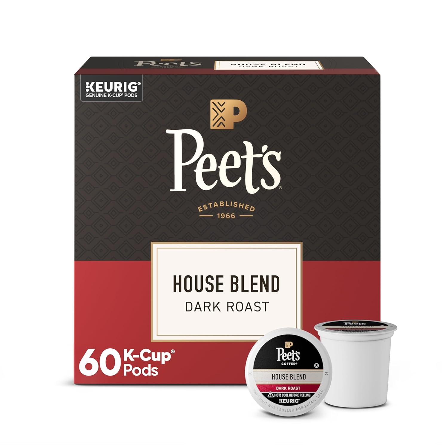 image:imagePeets Coffee Dark Roast Keurig KCup Pods 100 Arabica Coffee French Roast 88 Count 4 Boxes of 22 PodsHouse Blend