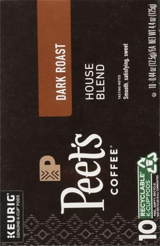 image:imagePeets Coffee Dark Roast Keurig KCup Pods 100 Arabica Coffee French Roast 88 Count 4 Boxes of 22 PodsHouse Blend