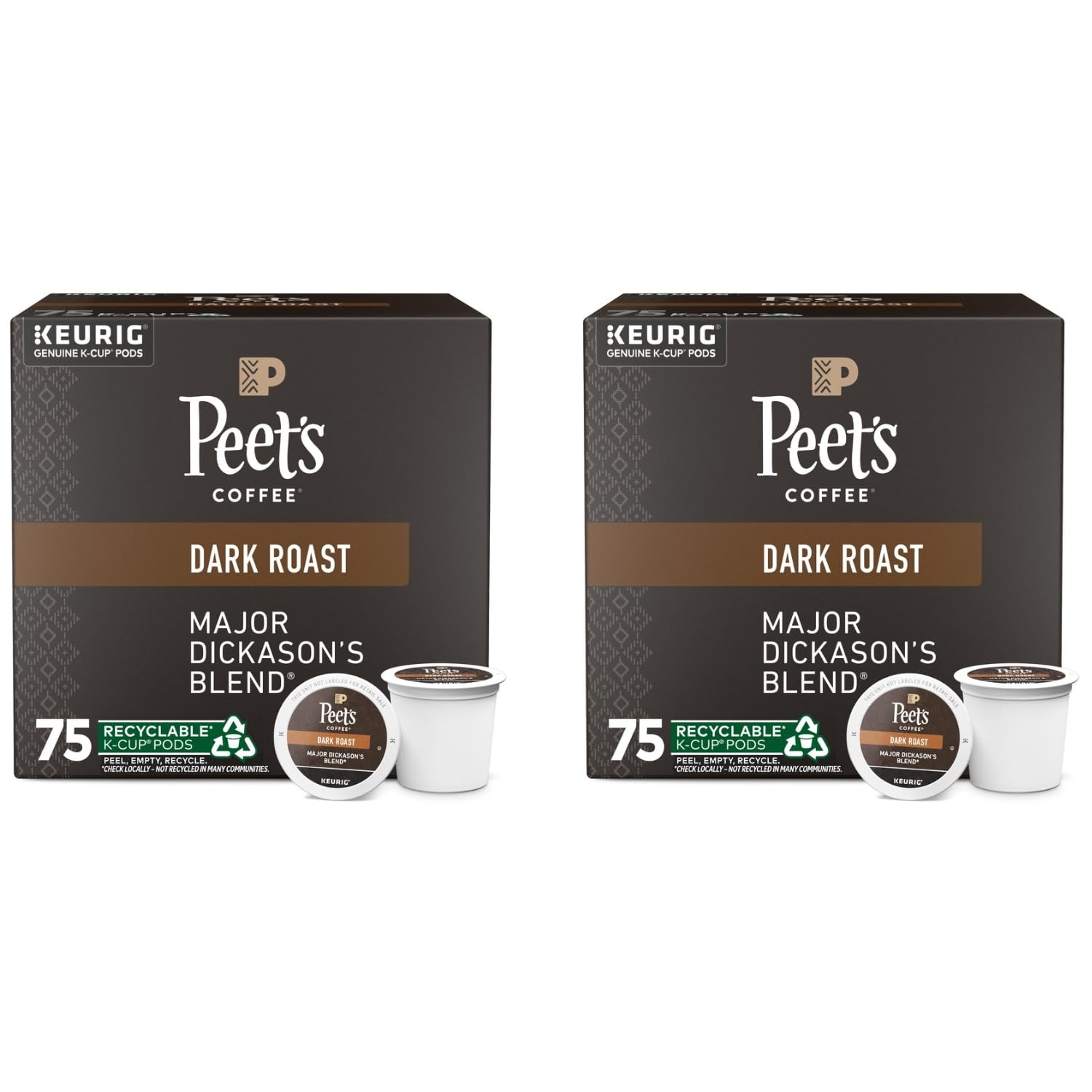 image:imagePeets Coffee Dark Roast Keurig KCup Pods 100 Arabica Coffee French Roast 88 Count 4 Boxes of 22 PodsMajor Dickasons Blend