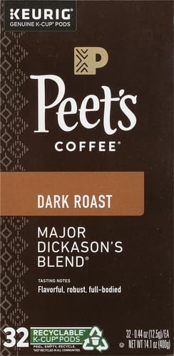 image:imagePeets Coffee Dark Roast Keurig KCup Pods 100 Arabica Coffee French Roast 88 Count 4 Boxes of 22 PodsMajor Dickasons Blend