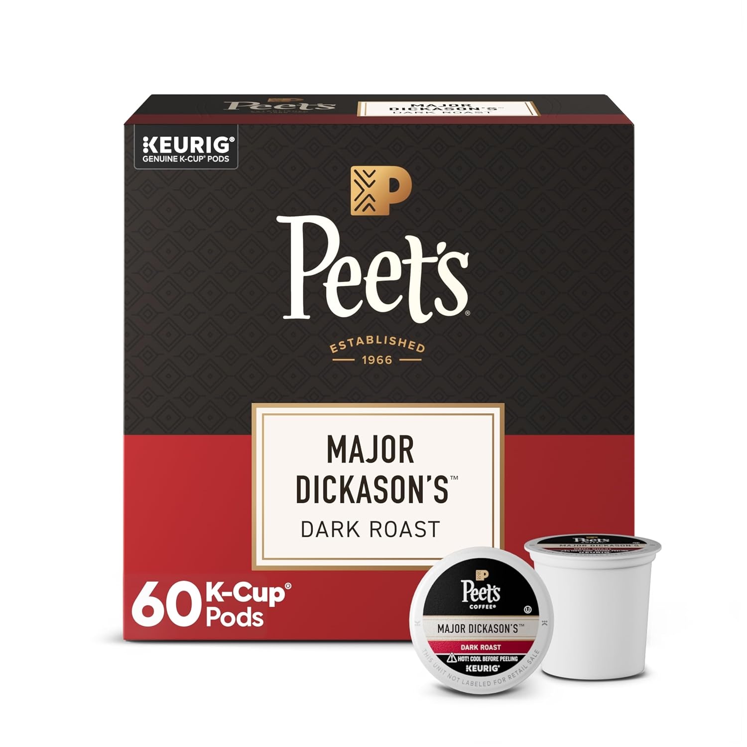 image:imagePeets Coffee Dark Roast Keurig KCup Pods 100 Arabica Coffee French Roast 88 Count 4 Boxes of 22 PodsMajor Dickasons Blend