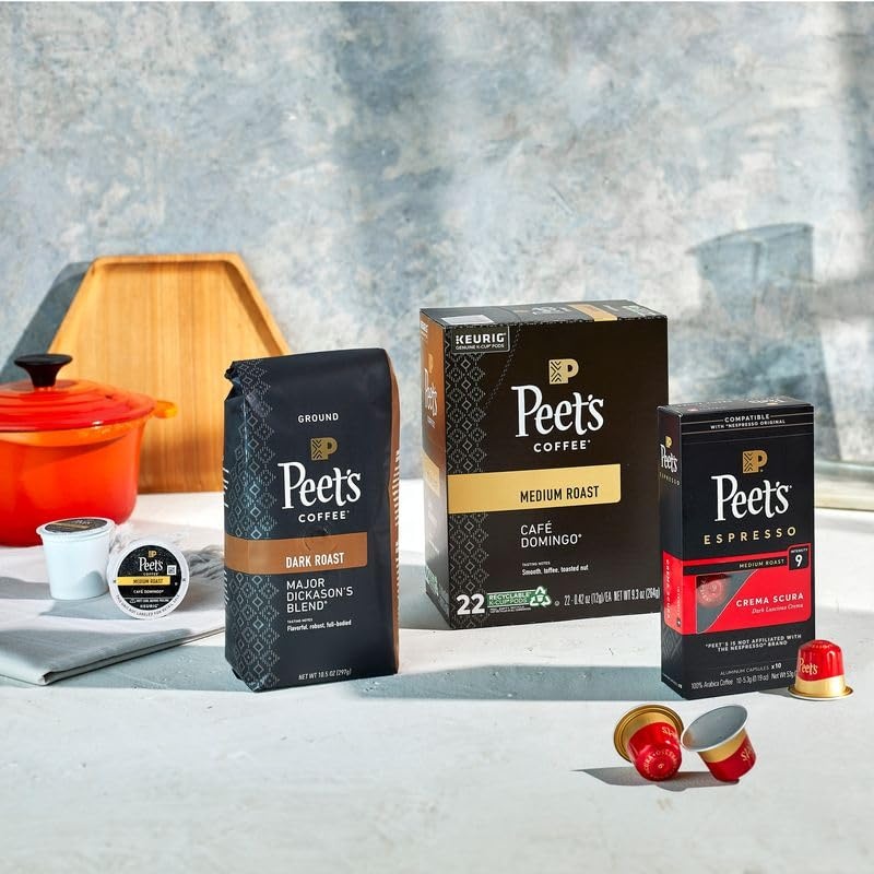 image:imagePeets Coffee Dark Roast Keurig KCup Pods 100 Arabica Coffee French Roast 88 Count 4 Boxes of 22 PodsMajor Dickasons Blend