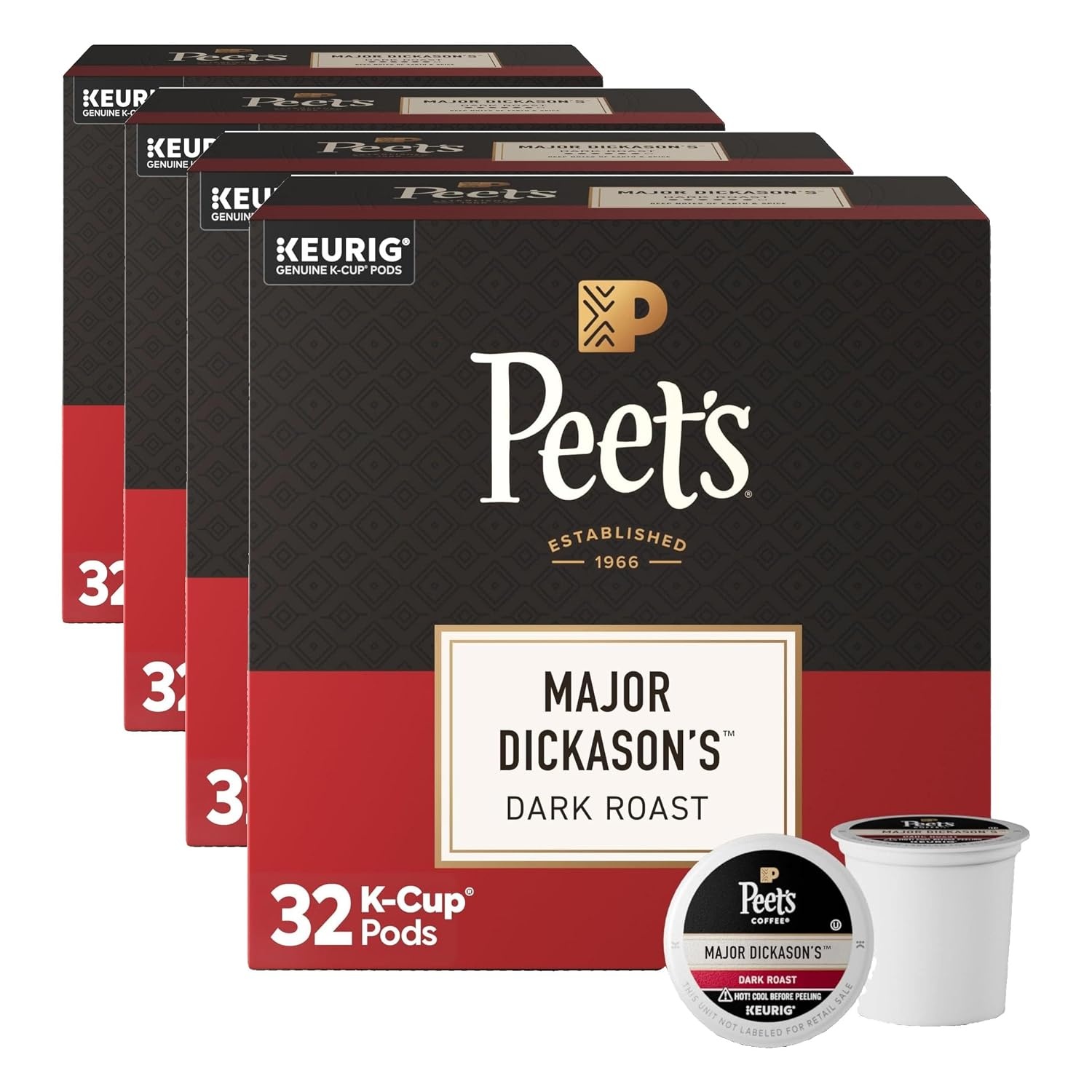 image:imagePeets Coffee Dark Roast Keurig KCup Pods 100 Arabica Coffee French Roast 88 Count 4 Boxes of 22 PodsMajor Dickasons Blend