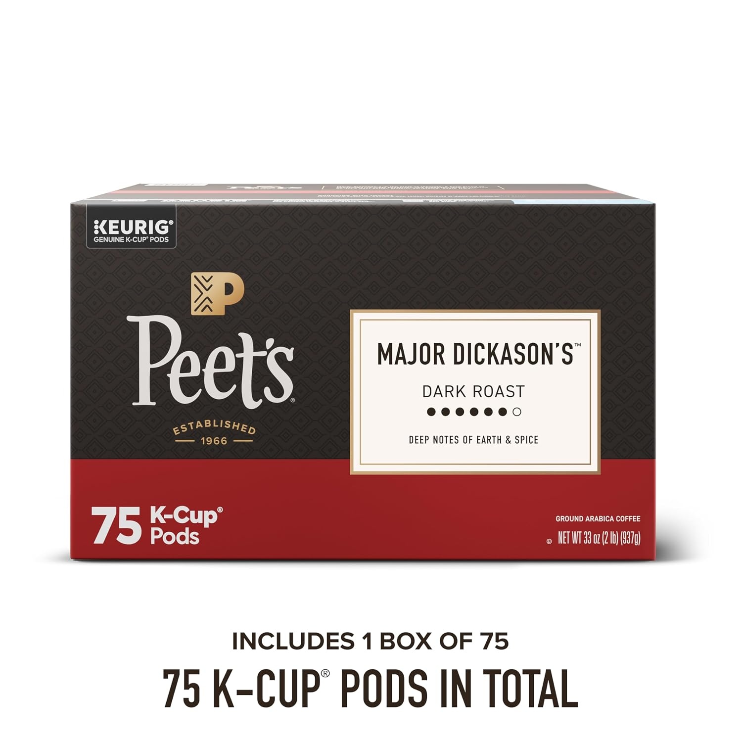image:imagePeets Coffee Dark Roast Keurig KCup Pods 100 Arabica Coffee French Roast 88 Count 4 Boxes of 22 PodsMajor Dickasons Blend