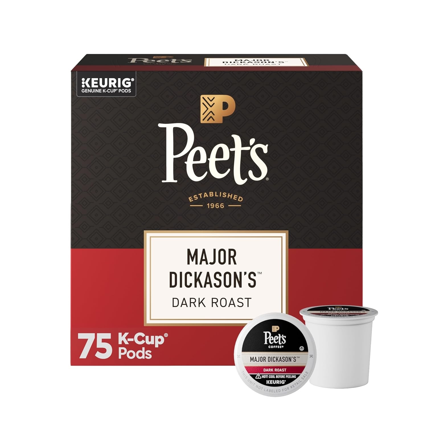 image:imagePeets Coffee Dark Roast Keurig KCup Pods 100 Arabica Coffee French Roast 88 Count 4 Boxes of 22 PodsMajor Dickasons Blend
