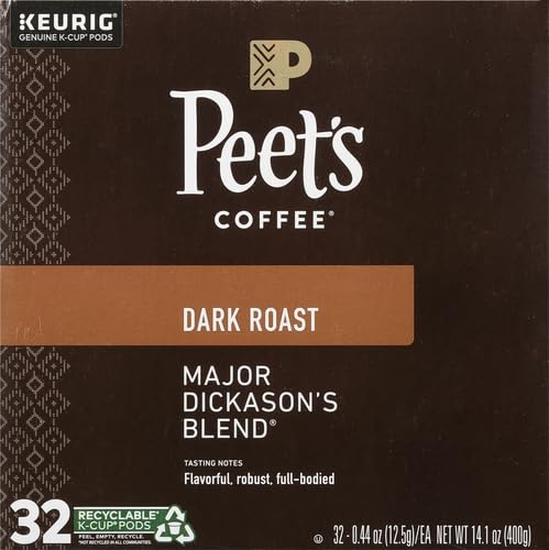 image:imagePeets Coffee Dark Roast Keurig KCup Pods 100 Arabica Coffee French Roast 88 Count 4 Boxes of 22 PodsMajor Dickasons Blend