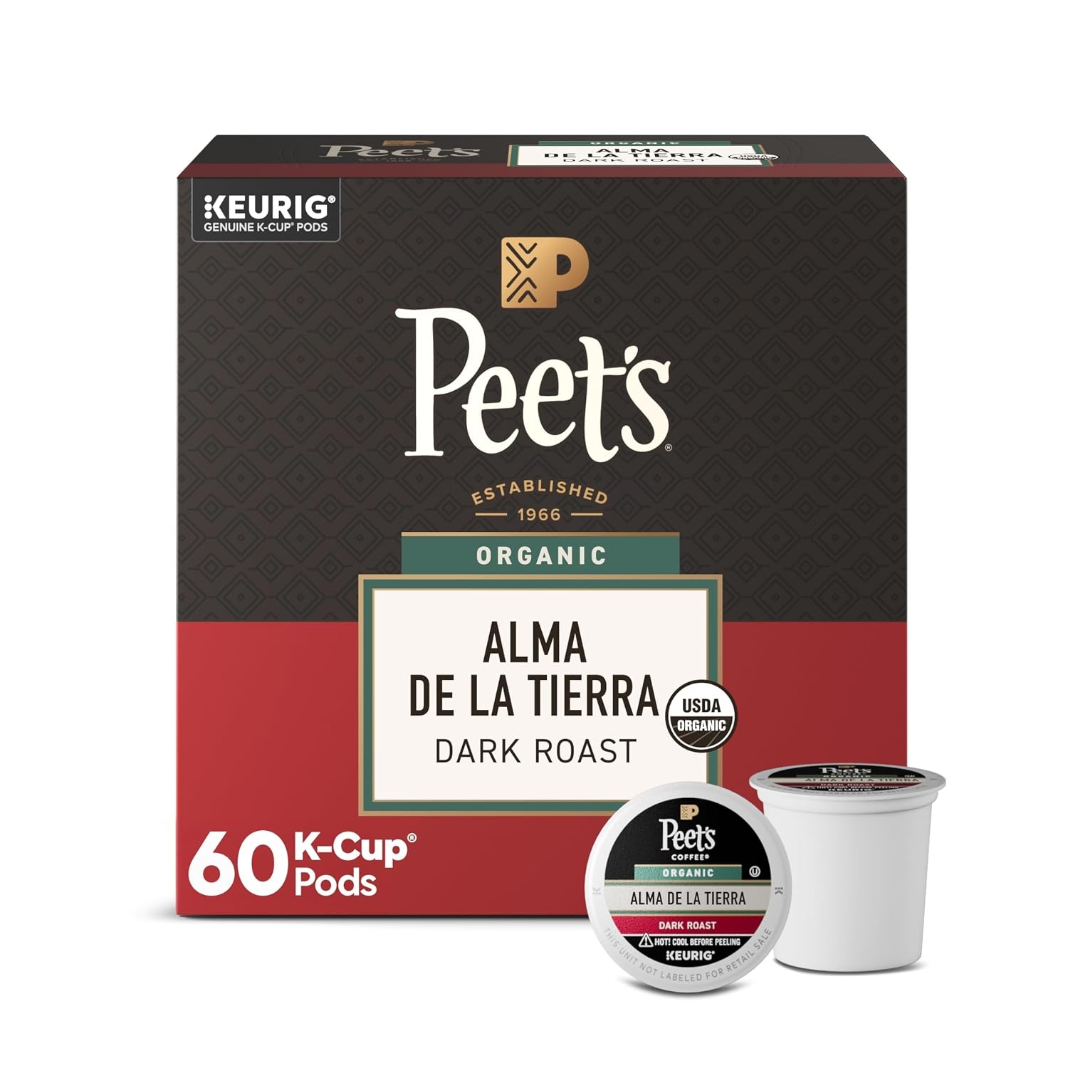 image:imagePeets Coffee Dark Roast Keurig KCup Pods 100 Arabica Coffee French Roast 88 Count 4 Boxes of 22 PodsOrganic Alma de la Tierra