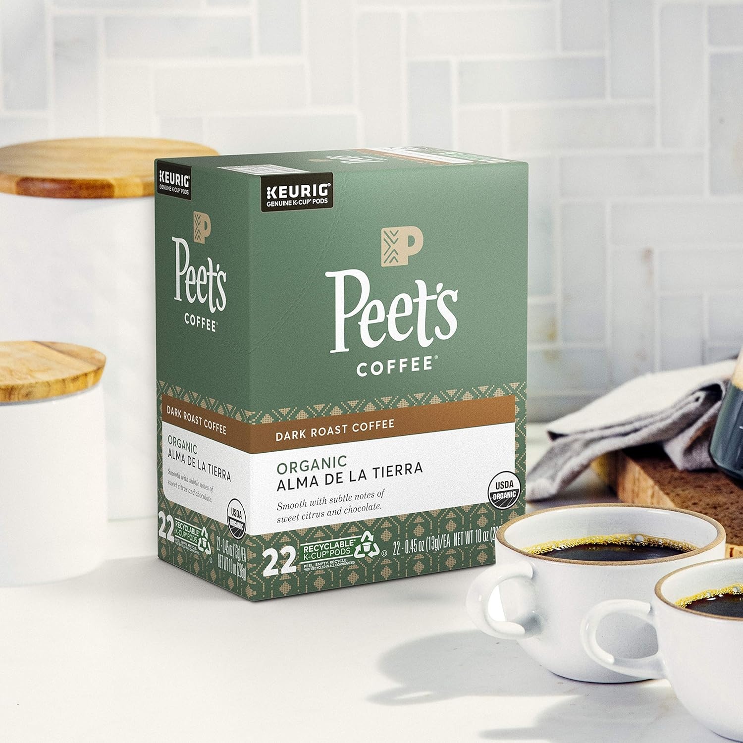 image:imagePeets Coffee Dark Roast Keurig KCup Pods 100 Arabica Coffee French Roast 88 Count 4 Boxes of 22 PodsOrganic Alma de la Tierra