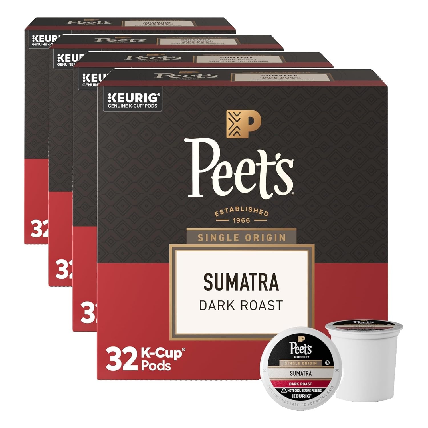 image:imagePeets Coffee Dark Roast Keurig KCup Pods 100 Arabica Coffee French Roast 88 Count 4 Boxes of 22 PodsSingle Origin Sumatra