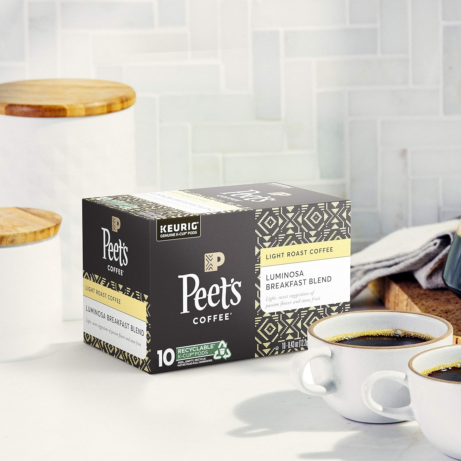 image:imagePeets Coffee Light Roast Keurig KCup Pods 100 Arabica Coffee Luminosa Breakfast Blend 6 Boxes of 10 KCup PodsLuminosa Breakfast Blend