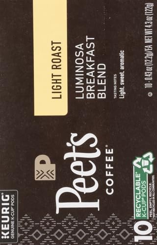image:imagePeets Coffee Light Roast Keurig KCup Pods 100 Arabica Coffee Luminosa Breakfast Blend 6 Boxes of 10 KCup PodsLuminosa Breakfast Blend