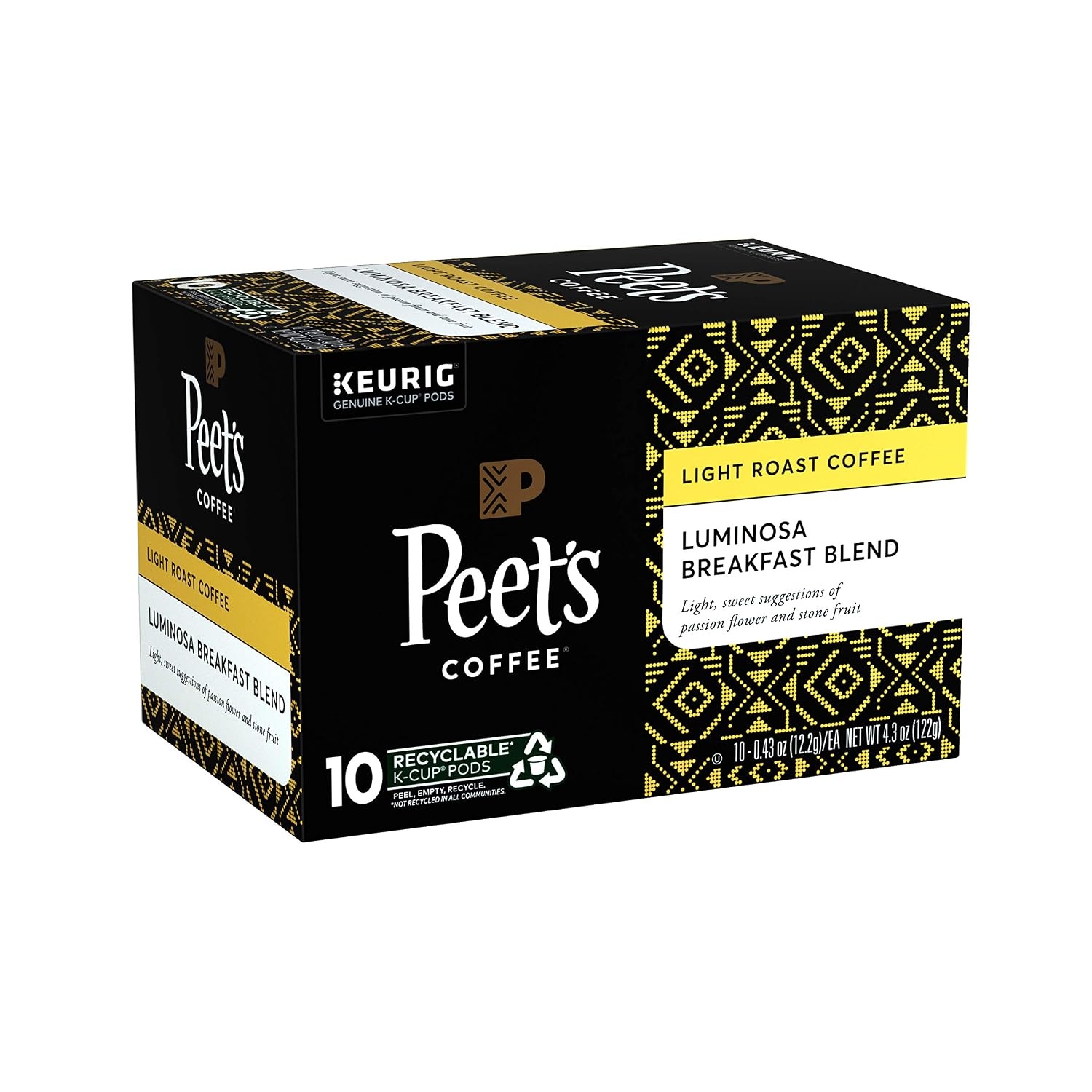 image:imagePeets Coffee Light Roast Keurig KCup Pods 100 Arabica Coffee Luminosa Breakfast Blend 6 Boxes of 10 KCup PodsLuminosa Breakfast Blend