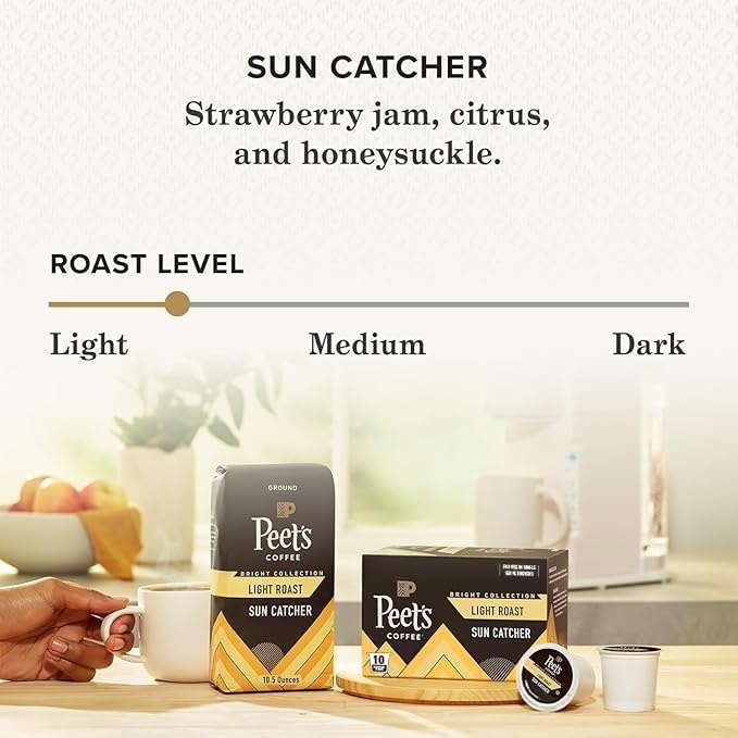 image:imagePeets Coffee Light Roast Keurig KCup Pods 100 Arabica Coffee Luminosa Breakfast Blend 6 Boxes of 10 KCup PodsSun Catcher