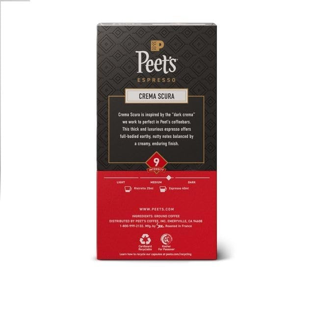 image:imagePeets Coffee Medium Roast Espresso Capsules Compatible with Nespresso Original Machine 100 Arabica Coffee Ricchezza Intensity 8 50 Count 5 Boxes of 10 Espresso CapsulesCrema Scura