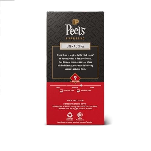 image:imagePeets Coffee Medium Roast Espresso Capsules Compatible with Nespresso Original Machine 100 Arabica Coffee Ricchezza Intensity 8 50 Count 5 Boxes of 10 Espresso CapsulesCrema Scura