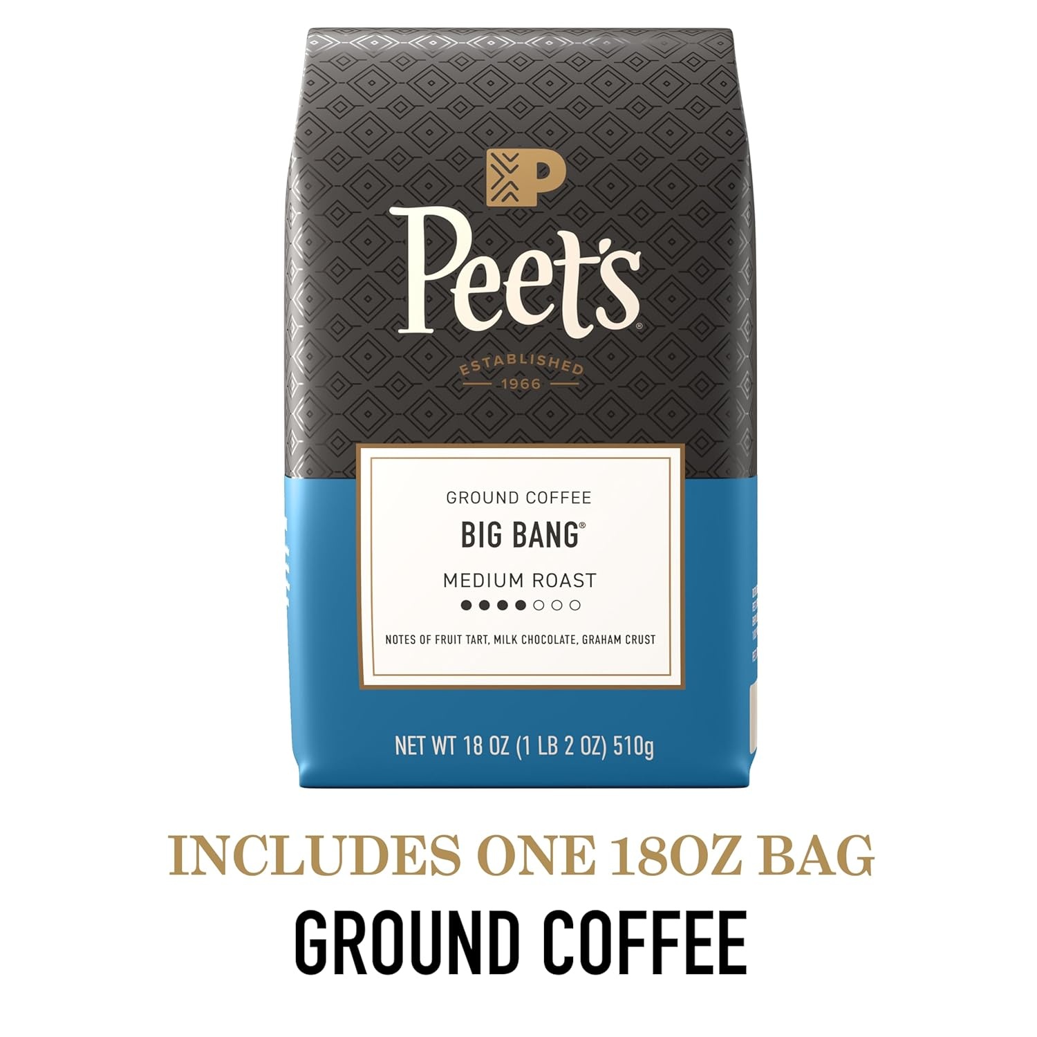 image:imagePeets Coffee Medium Roast Ground Coffee 100 Arabica Coffee Single Origin Brazil 18 Ounce BagBig Bang