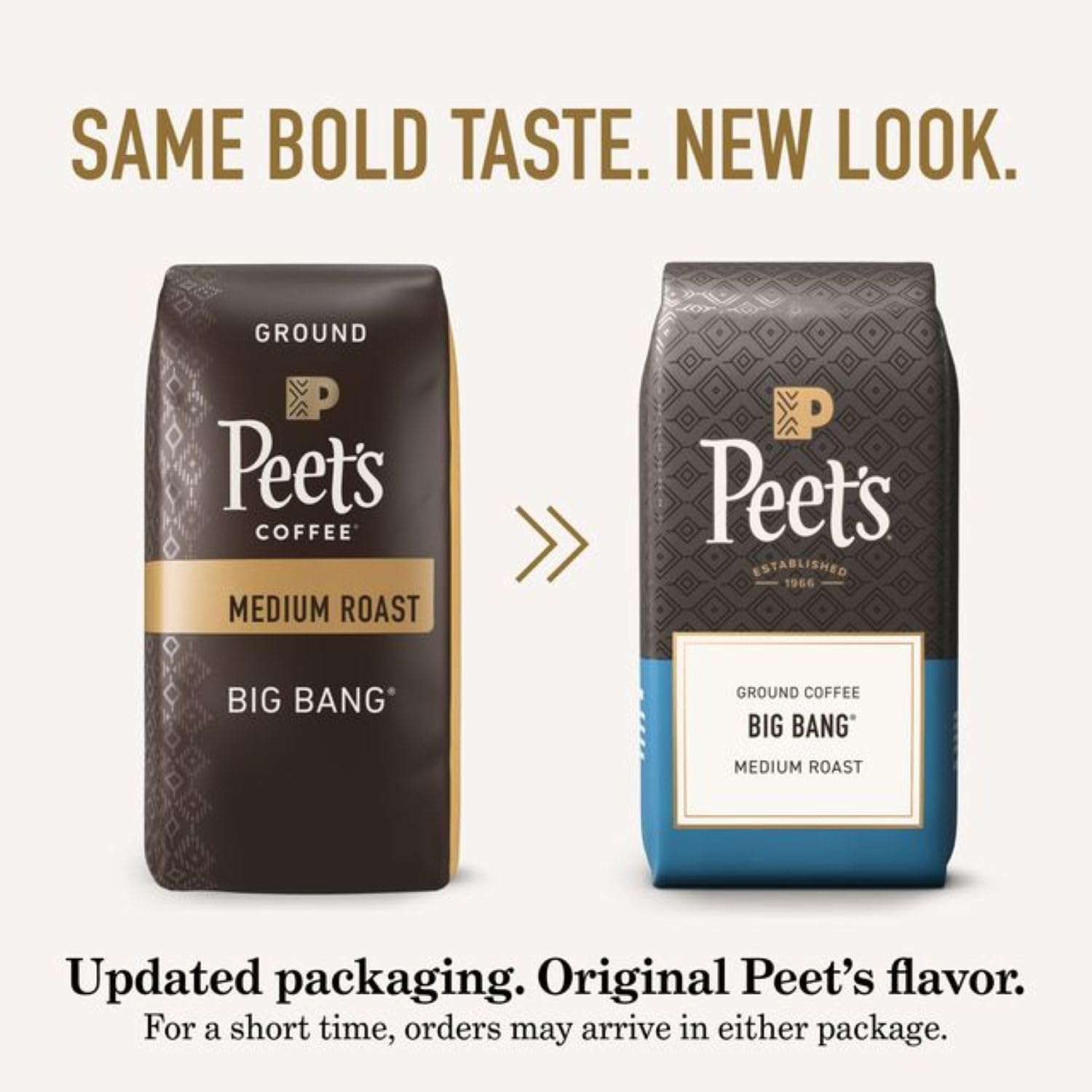 image:imagePeets Coffee Medium Roast Ground Coffee 100 Arabica Coffee Single Origin Brazil 18 Ounce BagBig Bang
