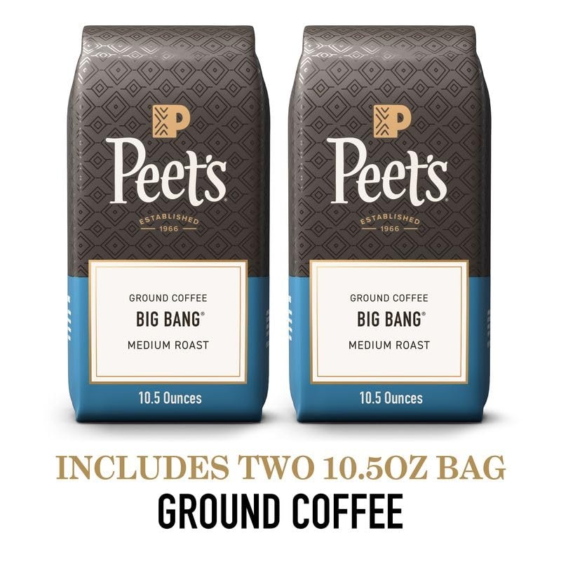 image:imagePeets Coffee Medium Roast Ground Coffee 100 Arabica Coffee Single Origin Brazil 18 Ounce BagBig Bang
