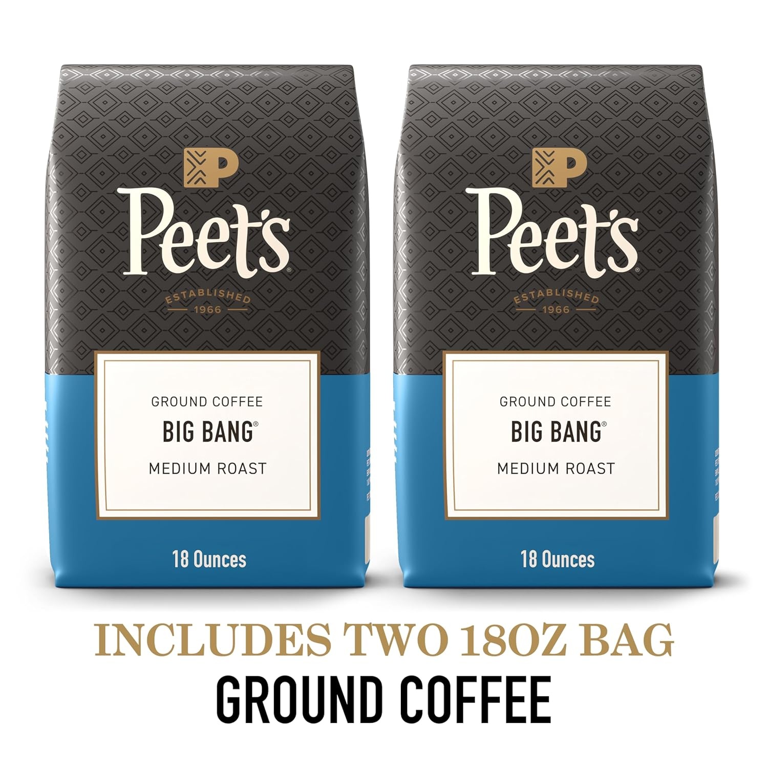 image:imagePeets Coffee Medium Roast Ground Coffee 100 Arabica Coffee Single Origin Brazil 18 Ounce BagBig Bang
