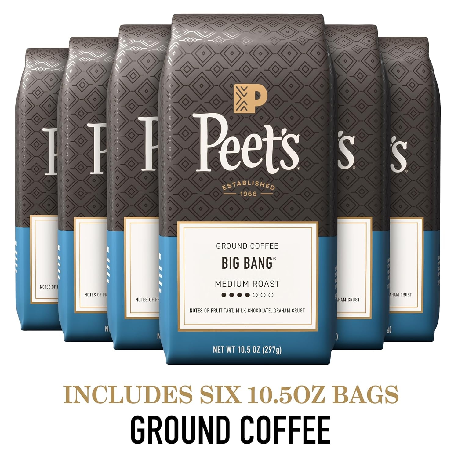image:imagePeets Coffee Medium Roast Ground Coffee 100 Arabica Coffee Single Origin Brazil 18 Ounce BagBig Bang