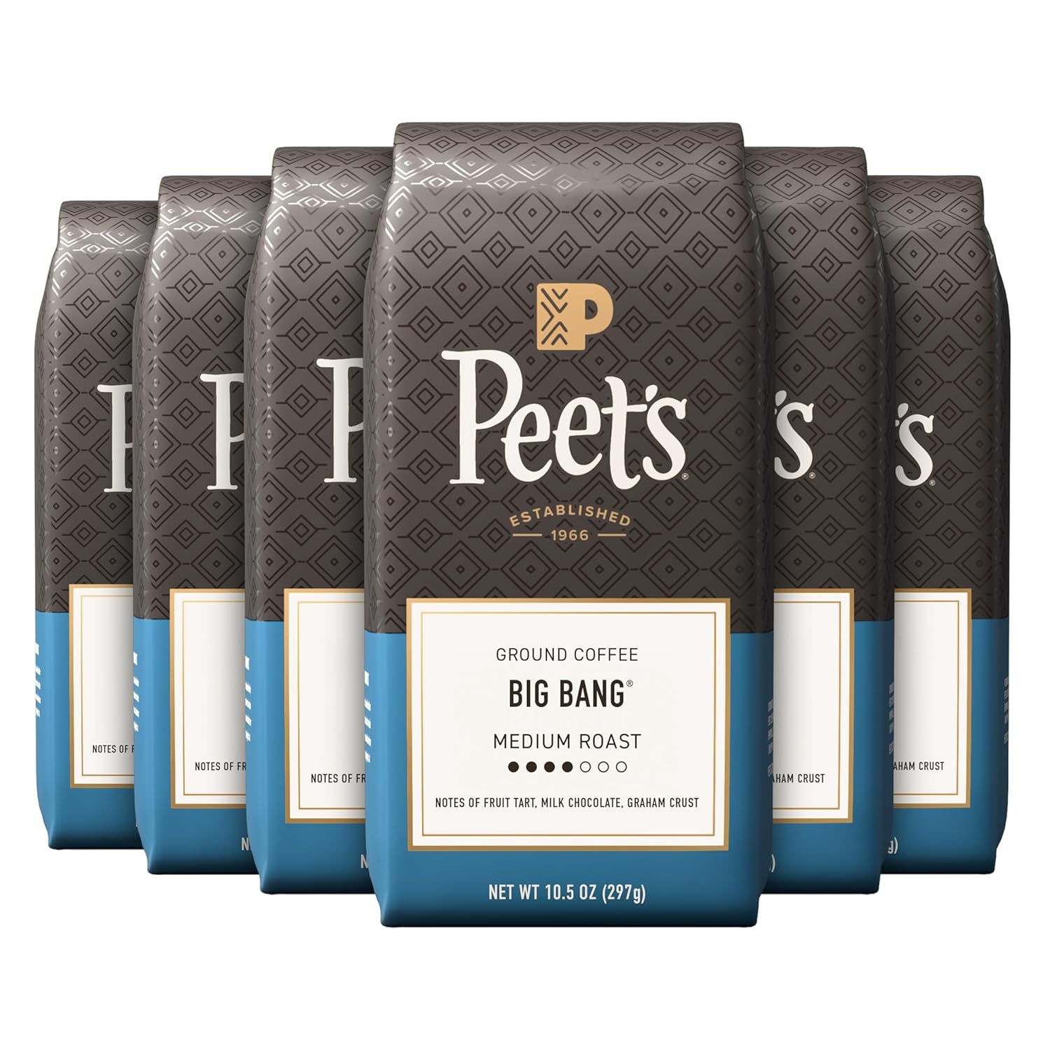 image:imagePeets Coffee Medium Roast Ground Coffee 100 Arabica Coffee Single Origin Brazil 18 Ounce BagBig Bang