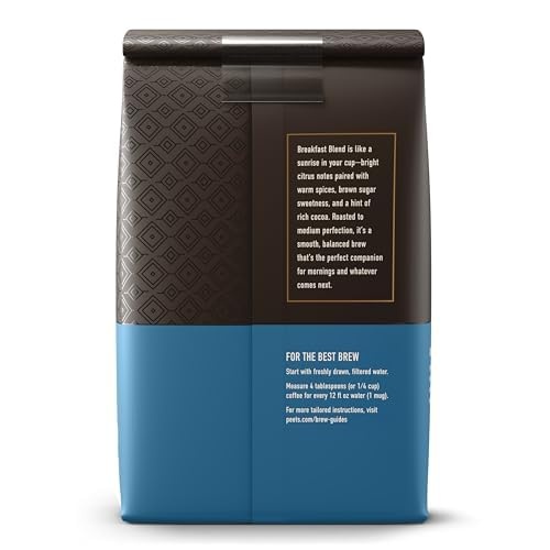image:imagePeets Coffee Medium Roast Ground Coffee 100 Arabica Coffee Single Origin Brazil 18 Ounce BagBreakfast Blend