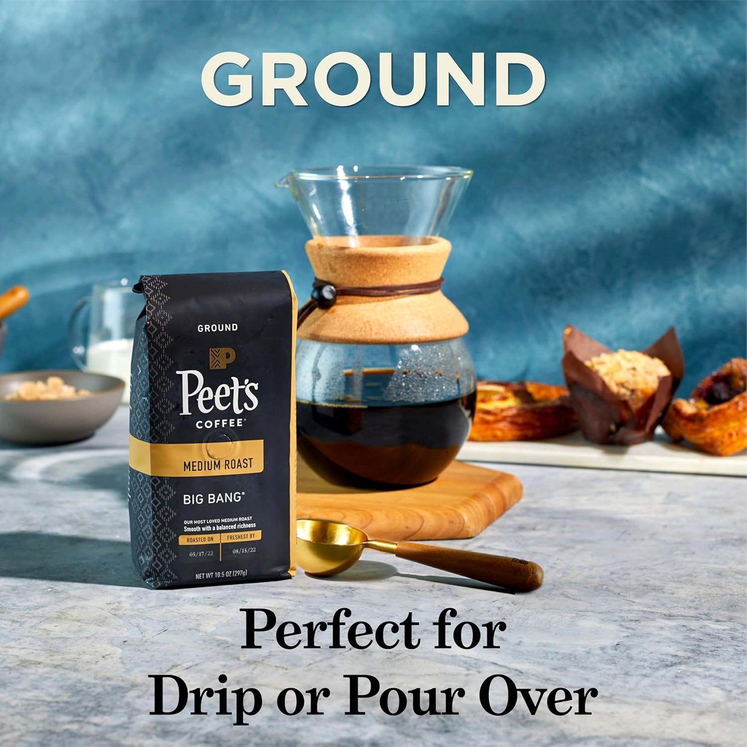 image:imagePeets Coffee Medium Roast Ground Coffee 100 Arabica Coffee Single Origin Brazil 18 Ounce BagCaf Domingo