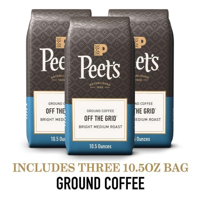 image:imagePeets Coffee Medium Roast Ground Coffee 100 Arabica Coffee Single Origin Brazil 18 Ounce BagOff the Grid