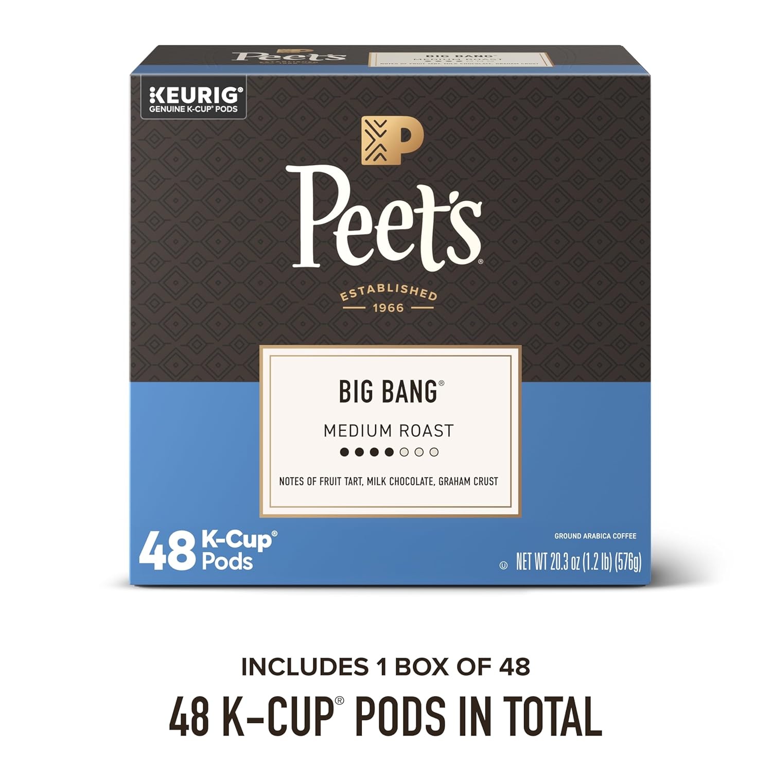 image:imagePeets Coffee Medium Roast Single Serve Coffee Pods 100 Arabica Coffee Caf Domingo 32 Count 1 Box of 32 PodsBig Bang