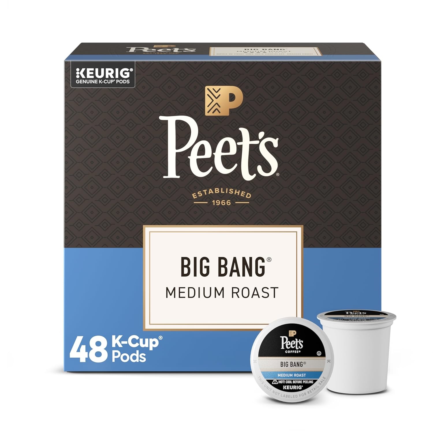 image:imagePeets Coffee Medium Roast Single Serve Coffee Pods 100 Arabica Coffee Caf Domingo 32 Count 1 Box of 32 PodsBig Bang