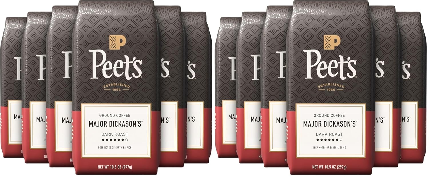 image:imagePeets Coffee USDA Organic Dark Roast Ground Coffee 100 Arabica Coffee French Roast 18 Ounce BagMajor Dickasons Blend