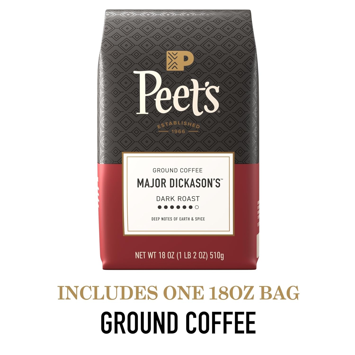 image:imagePeets Coffee USDA Organic Dark Roast Ground Coffee 100 Arabica Coffee French Roast 18 Ounce BagMajor Dickasons Blend