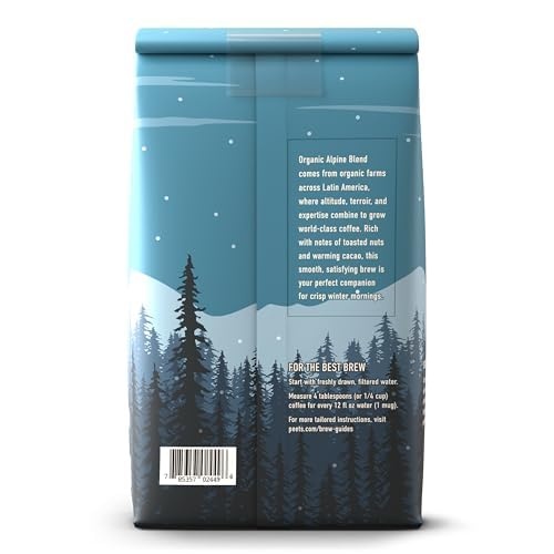 image:imagePeets Coffee USDA Organic Dark Roast Ground Coffee 100 Arabica Coffee French Roast 18 Ounce BagOrganic Alpine Blend
